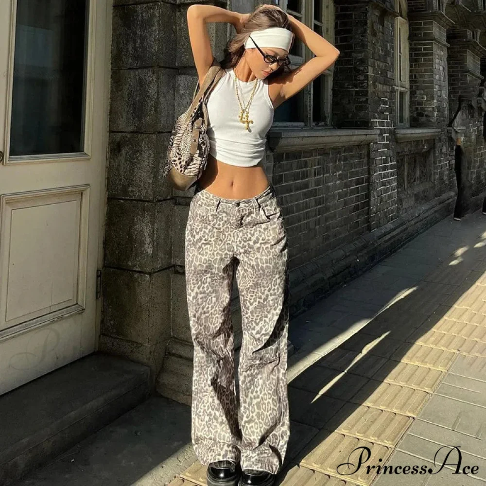 Leopard Print Stylish Straight Trousers - Image 3
