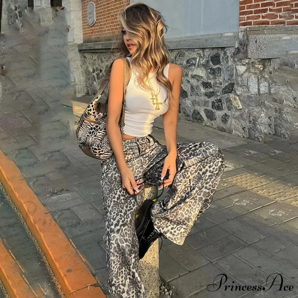 Leopard Print Stylish Straight Trousers - Image 4