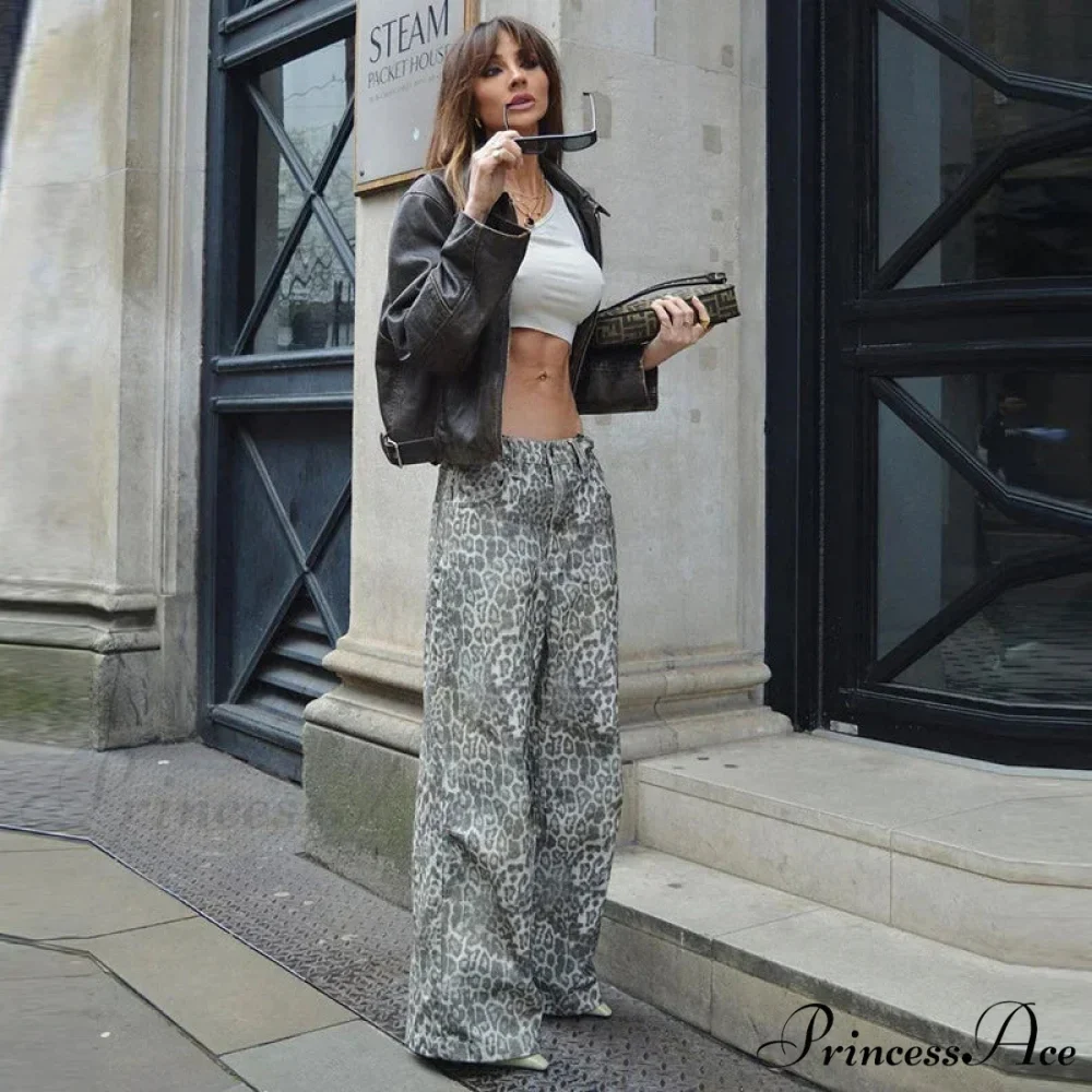 Leopard Print Stylish Straight Trousers - Image 5