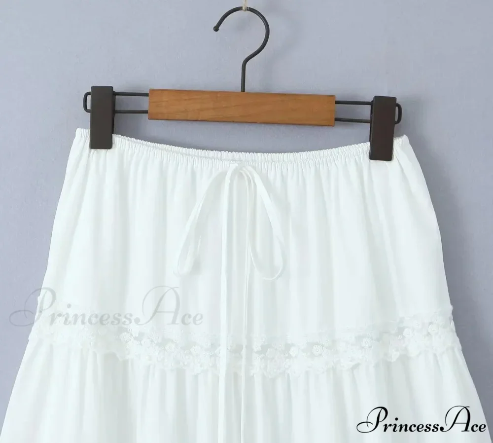 Embroidery White Crop Top Graceful And Midi Skirt Set - Image 10