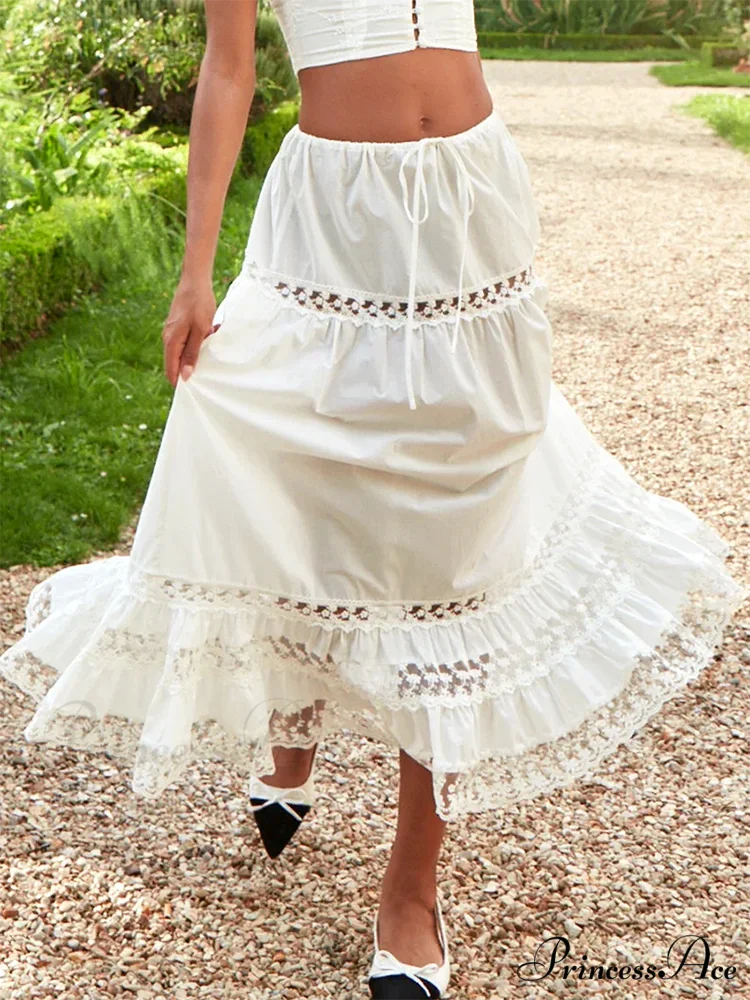 Embroidery White Crop Top Graceful And Midi Skirt Set - Image 6
