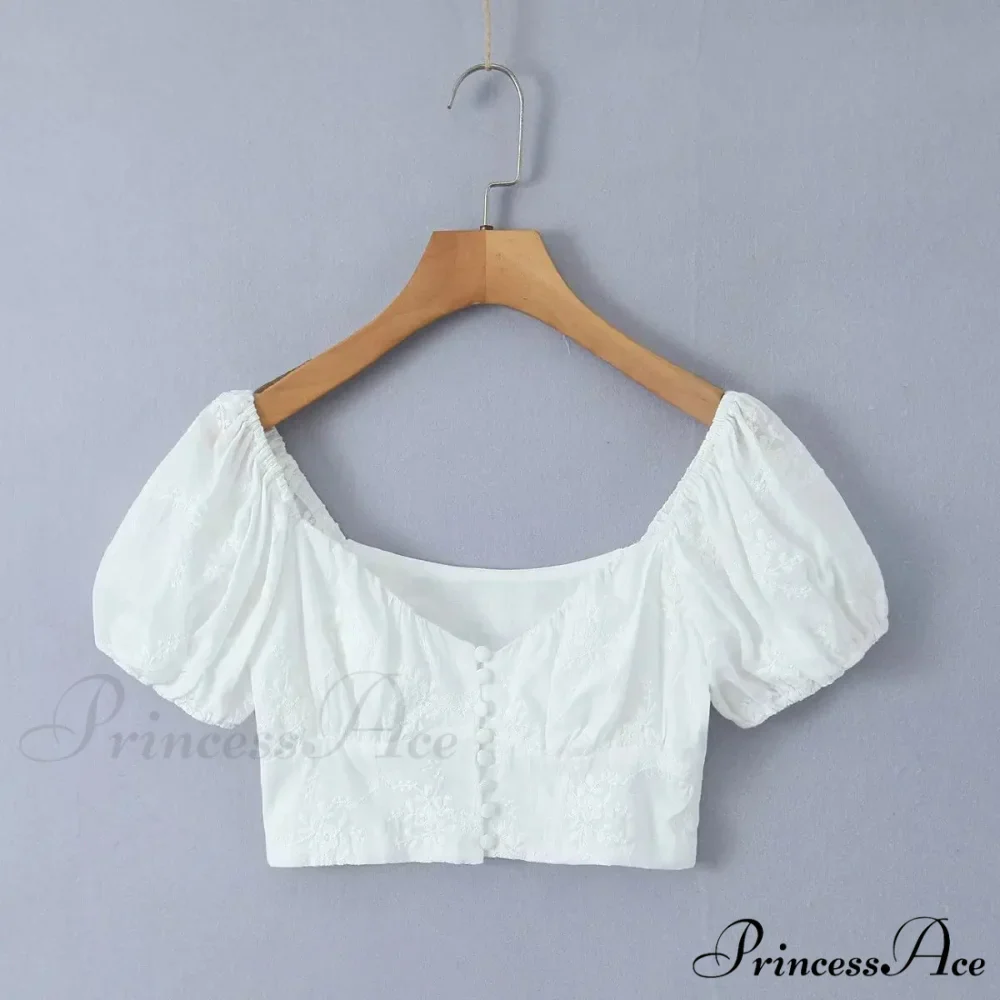 Embroidery White Crop Top Graceful And Midi Skirt Set - Image 7