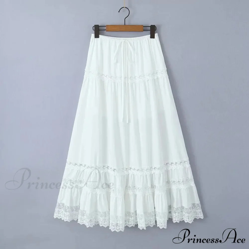 Embroidery White Crop Top Graceful And Midi Skirt Set - Image 9