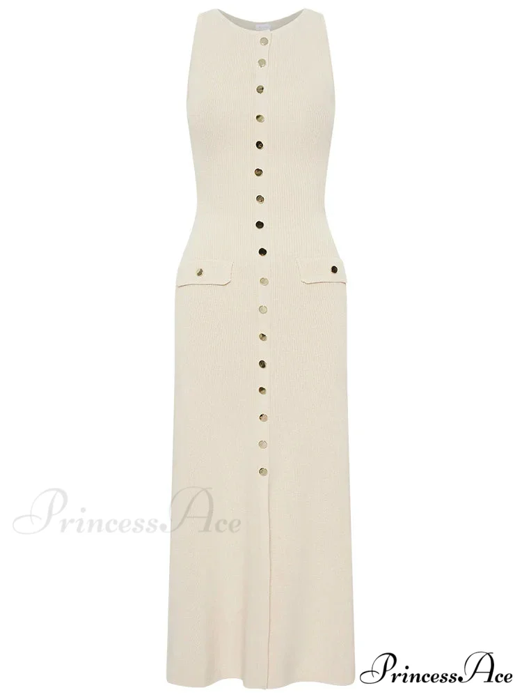 Knit Buttoned Stylish Midi Dress - Image 5