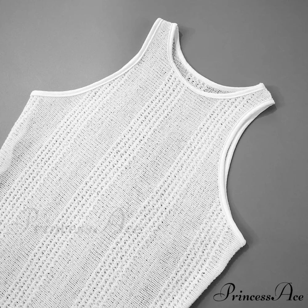 Knit White Asymmetrical Charming Tank Midi Dress - Image 17