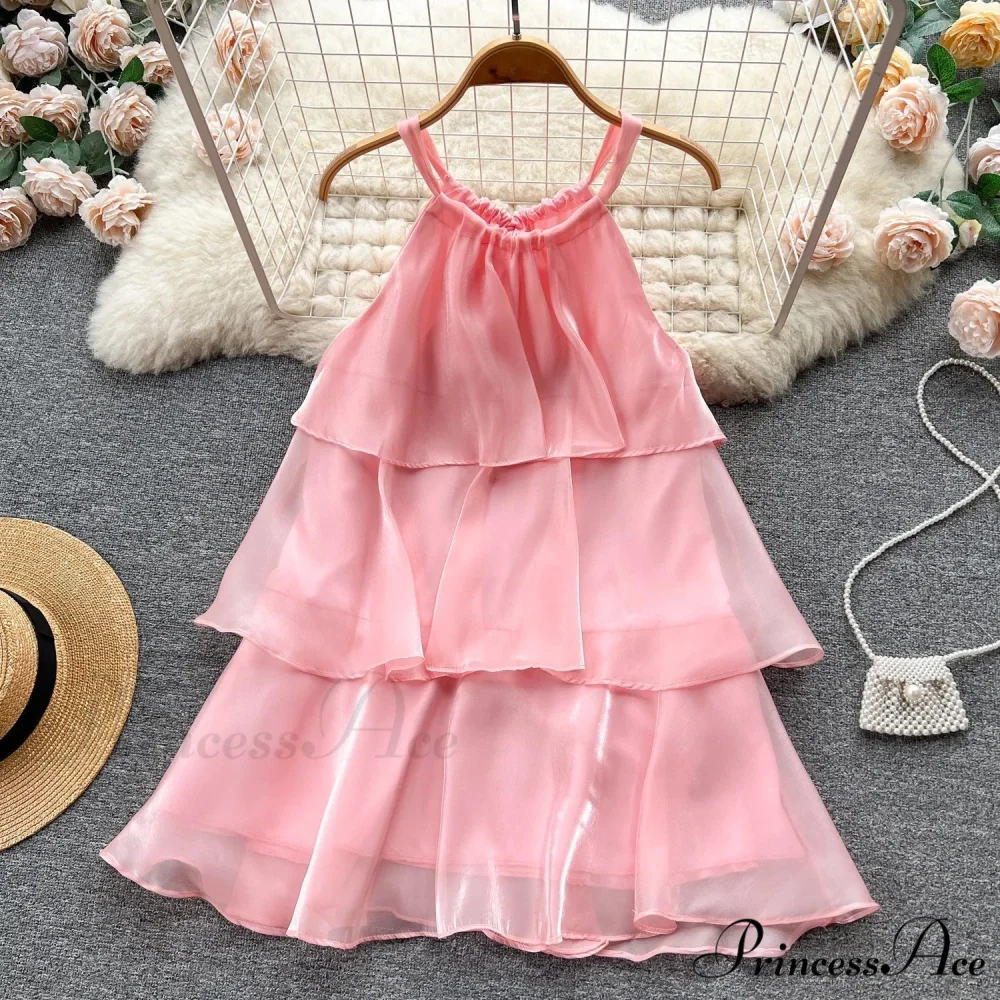 Mesh Ruffled Stylish Halter Mini Dress - Image 10