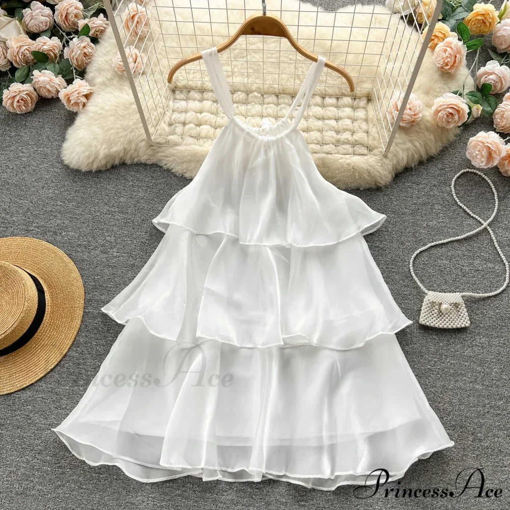 Mesh Ruffled Stylish Halter Mini Dress - Image 6