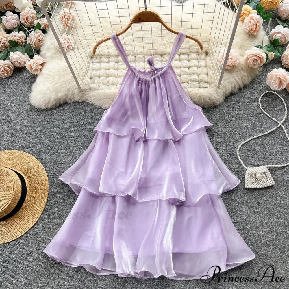 Mesh Ruffled Stylish Halter Mini Dress - Image 7