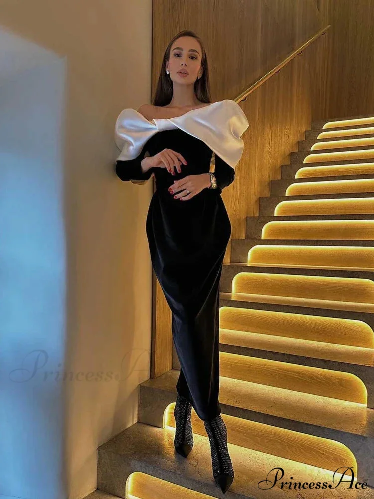 Off Shoulder Satin Charming Long SLeeve Midi Dress - Image 4