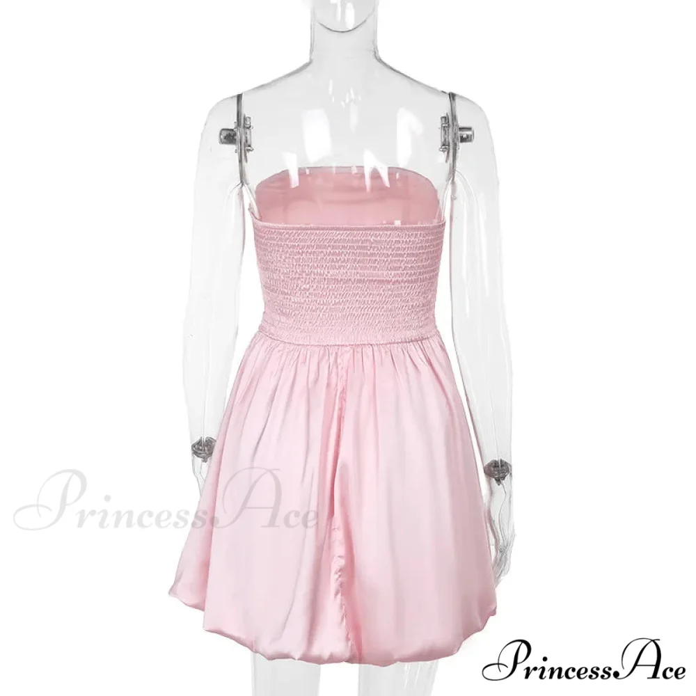 Satin Puff Ruched Charming Tube Mini Dress - Image 15