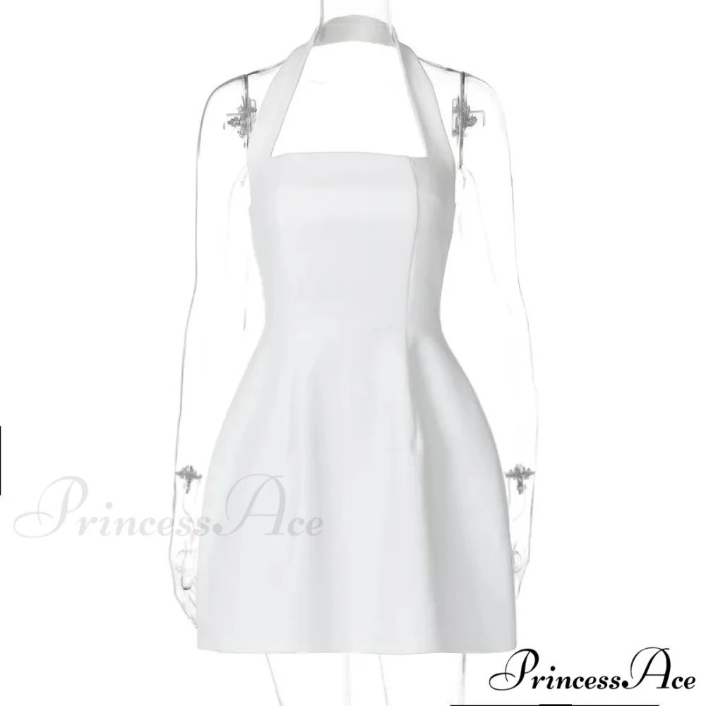 Halter Solid Stylish Mini Dress - Image 6