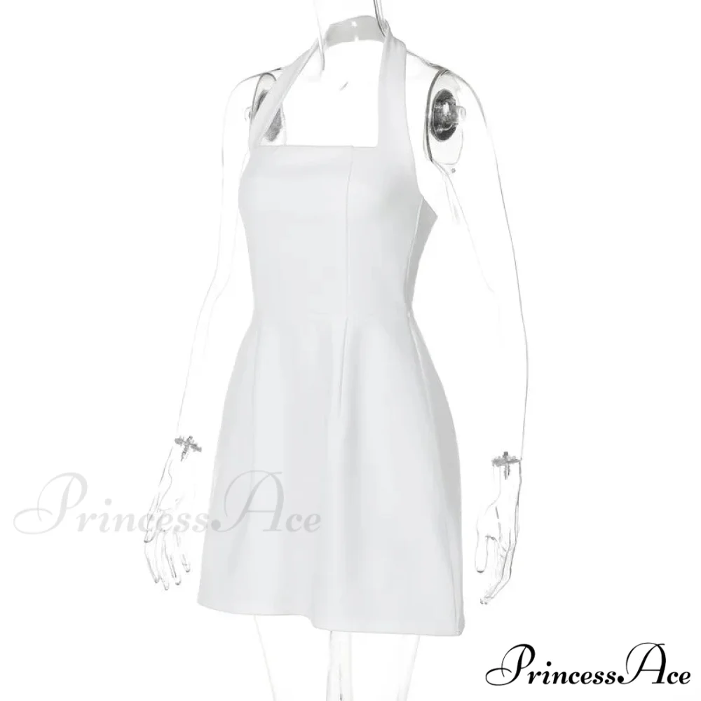 Halter Solid Stylish Mini Dress - Image 7