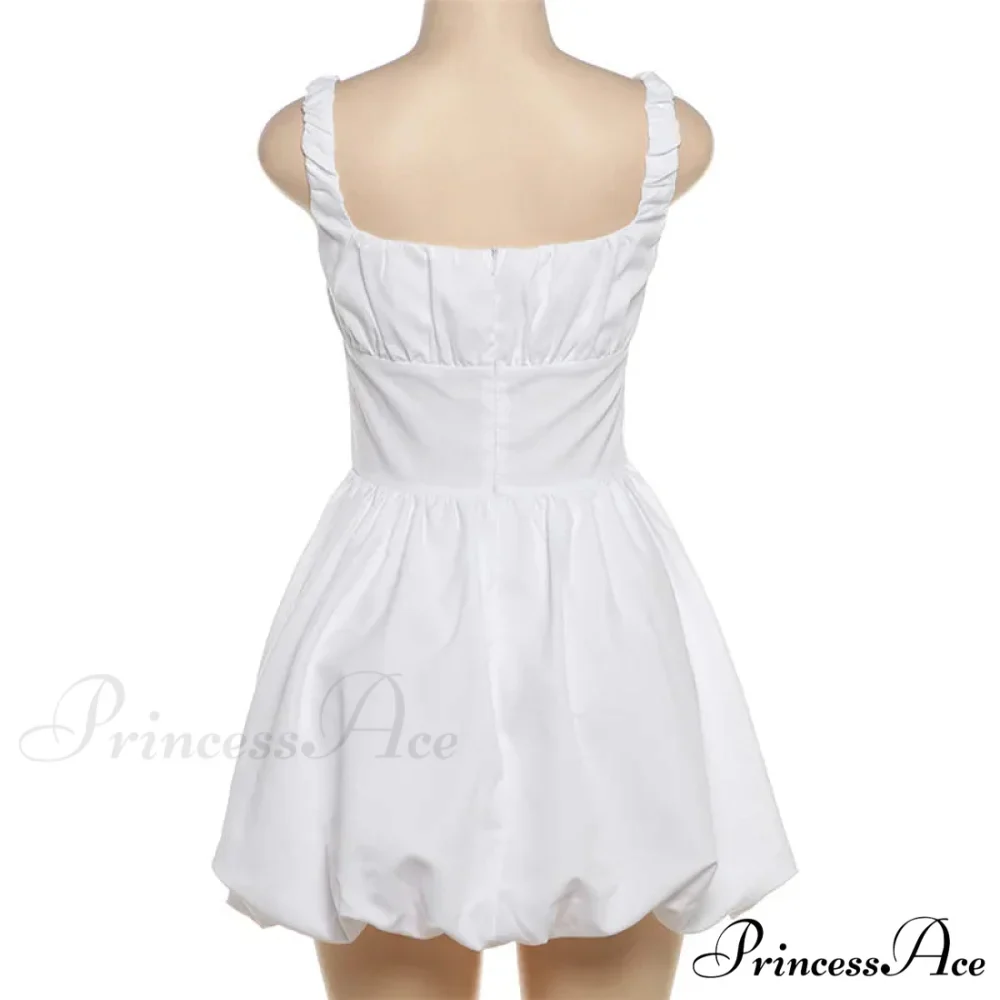 Puff Flare Square Charming Neck Strap Mini Dress - Image 10