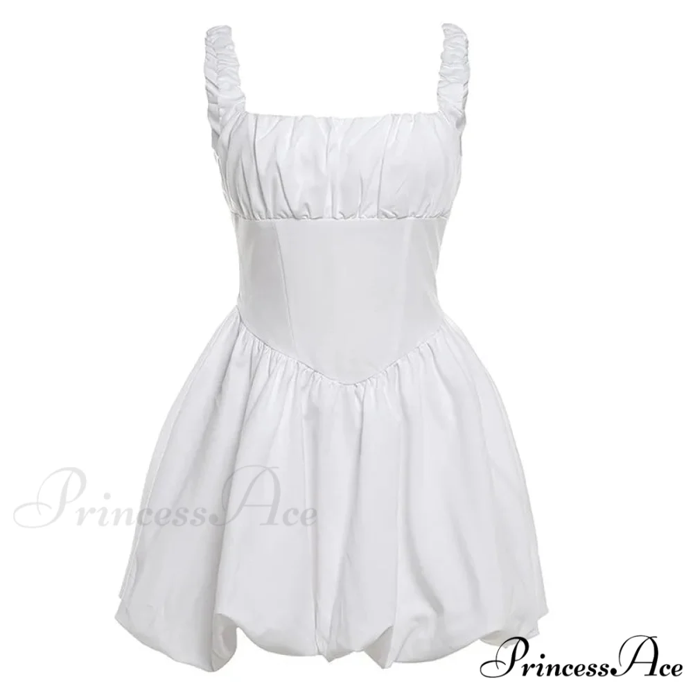 Puff Flare Square Charming Neck Strap Mini Dress - Image 8