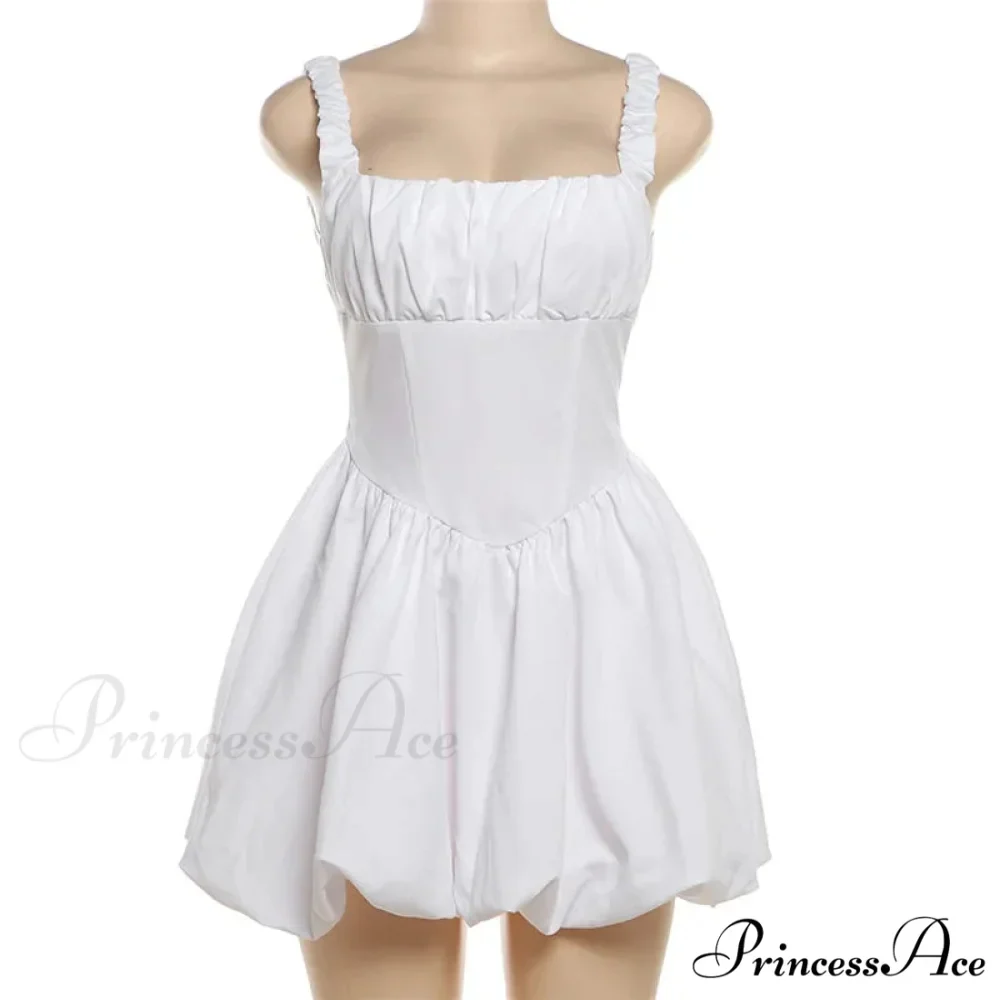 Puff Flare Square Charming Neck Strap Mini Dress - Image 9