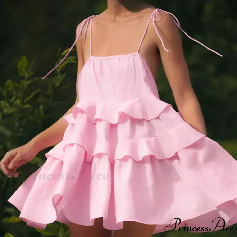 Multi-Tiered Ruffles Stylish Strappy Mini Dress - Image 2