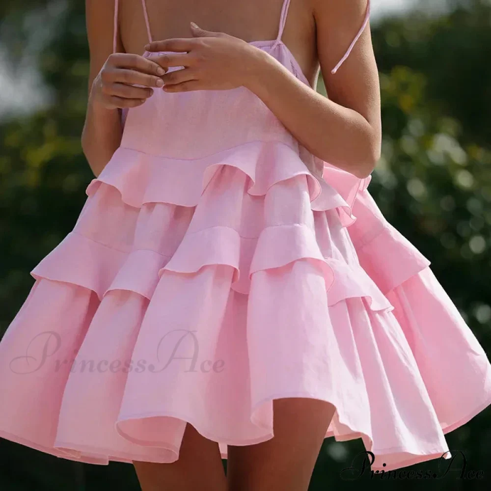 Multi-Tiered Ruffles Stylish Strappy Mini Dress - Image 3