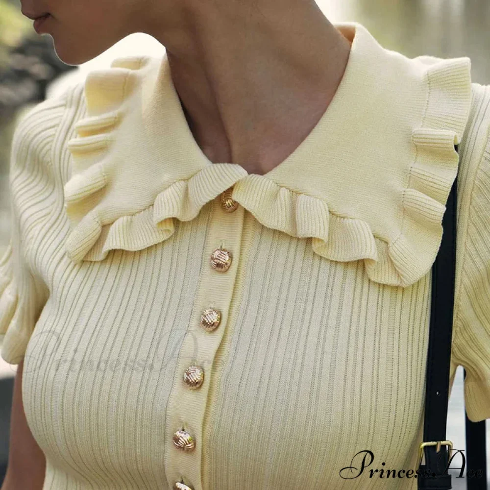 Frill Collar Short Charming Sleeve Mini Dress - Image 10
