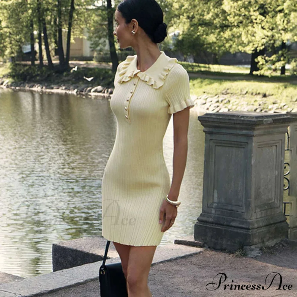 Frill Collar Short Charming Sleeve Mini Dress - Image 6