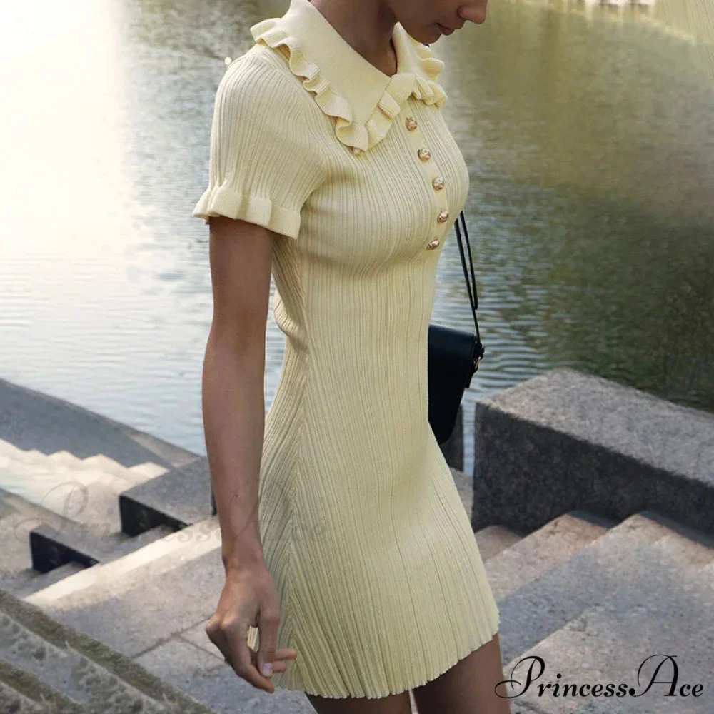 Frill Collar Short Charming Sleeve Mini Dress - Image 7