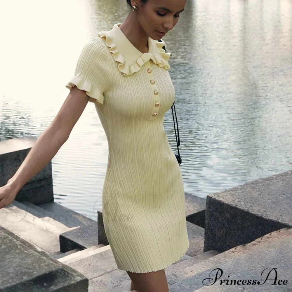 Frill Collar Short Charming Sleeve Mini Dress - Image 8
