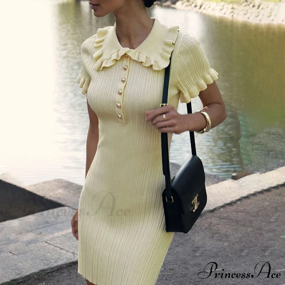 Frill Collar Short Charming Sleeve Mini Dress - Image 9