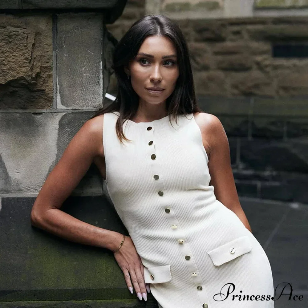 Ribbed Buttoned Stylish Midi Dress - Image 11
