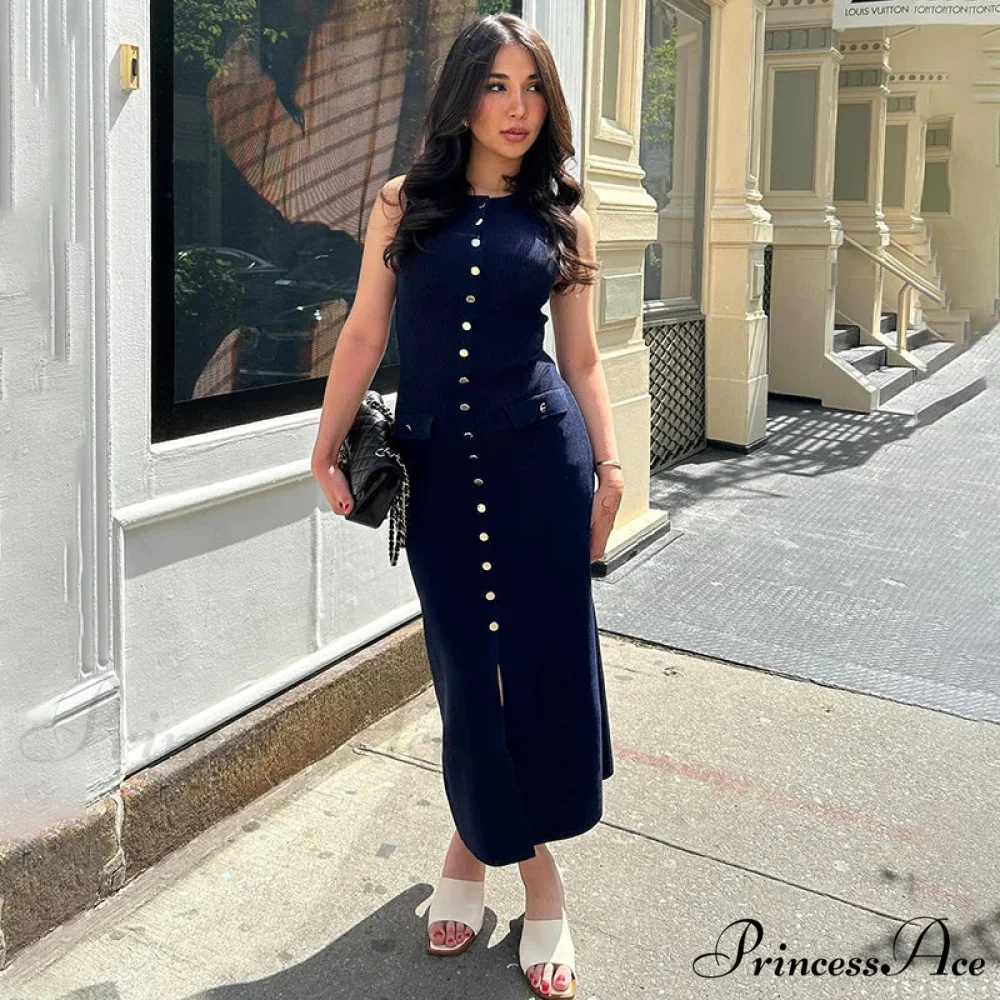 Ribbed Buttoned Stylish Midi Dress - Image 12