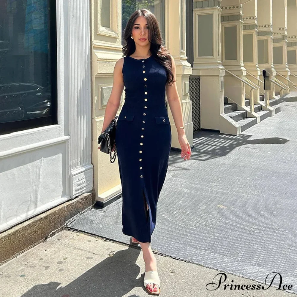 Ribbed Buttoned Stylish Midi Dress - Image 13