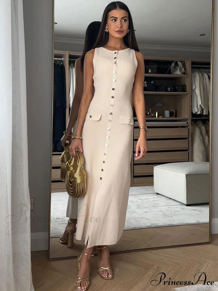 Ribbed Buttoned Stylish Midi Dress - Image 2