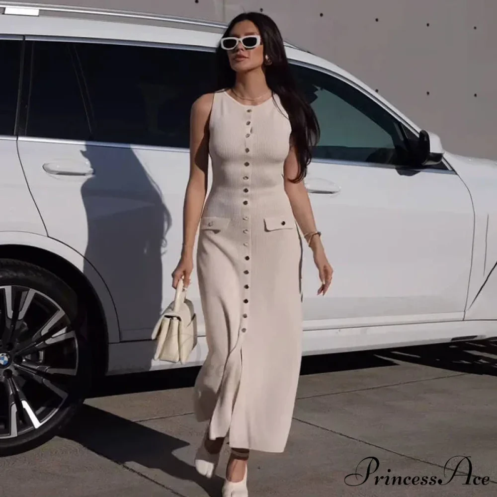 Ribbed Buttoned Stylish Midi Dress - Image 3