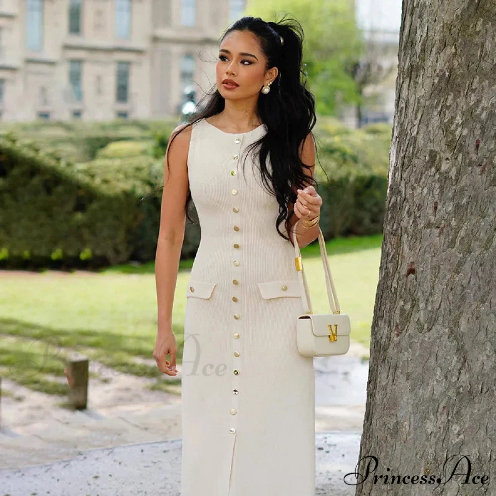 Ribbed Buttoned Stylish Midi Dress - Image 6