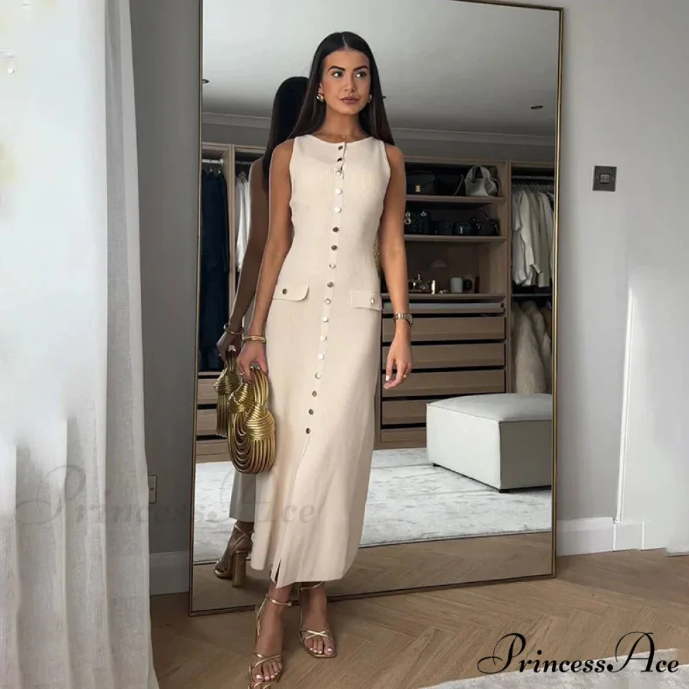 Ribbed Buttoned Stylish Midi Dress - Image 7