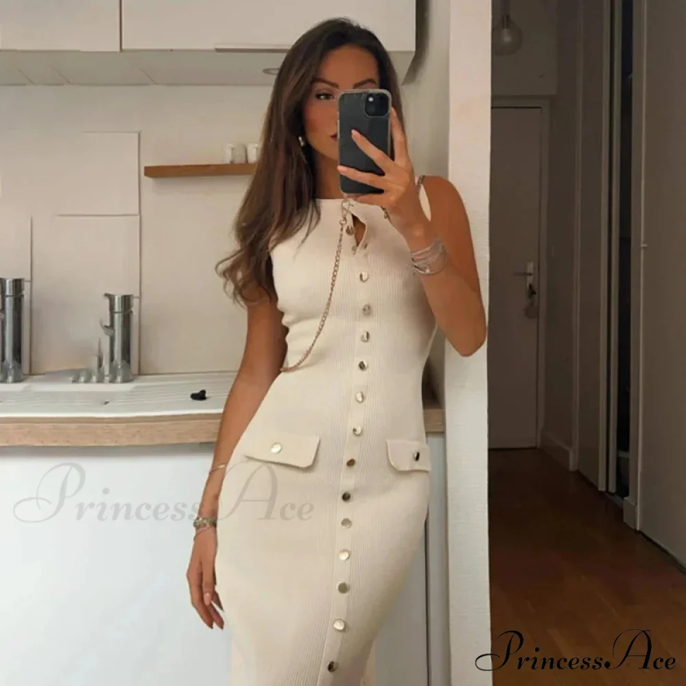Ribbed Buttoned Stylish Midi Dress - Image 8