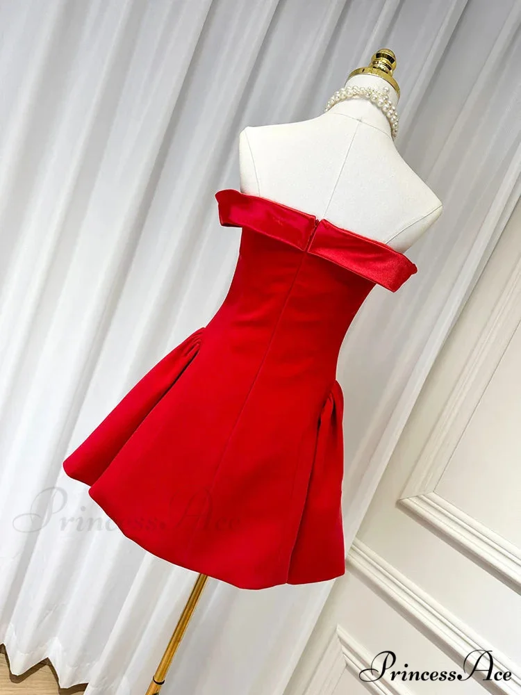Satin Contrast Stylish Off-shoulder Mini Dress - Image 2