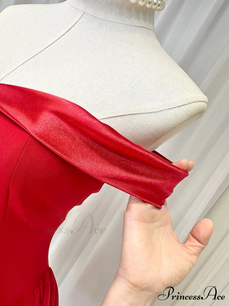 Satin Contrast Stylish Off-shoulder Mini Dress - Image 6