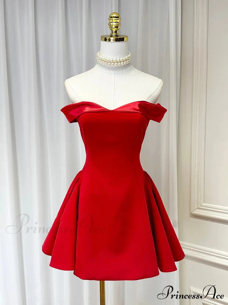 Satin Contrast Stylish Off-shoulder Mini Dress - Image 7