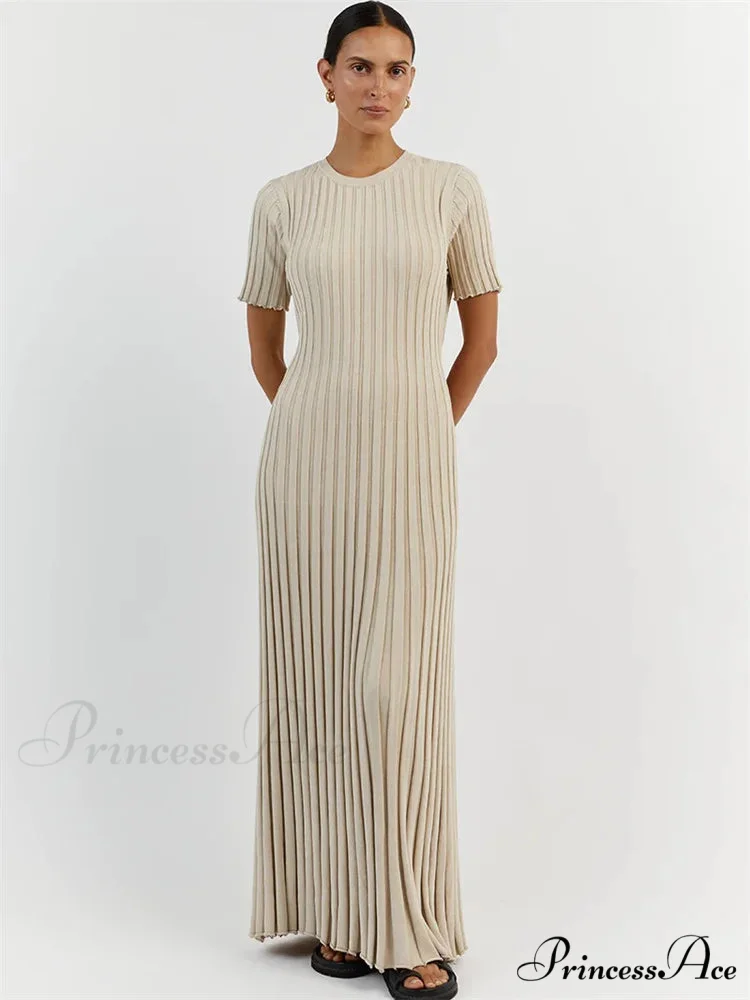 Ribbed Short Stylish Sleeve Maxi Dress&nbsp; - Image 3