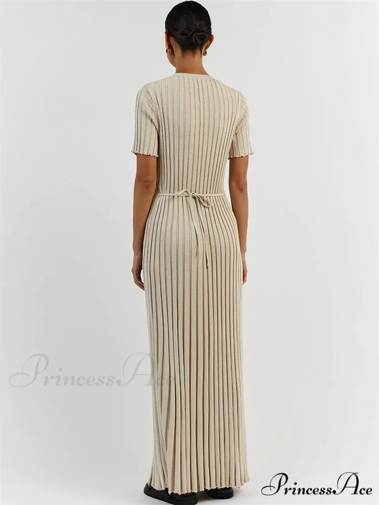 Ribbed Short Stylish Sleeve Maxi Dress&nbsp; - Image 4