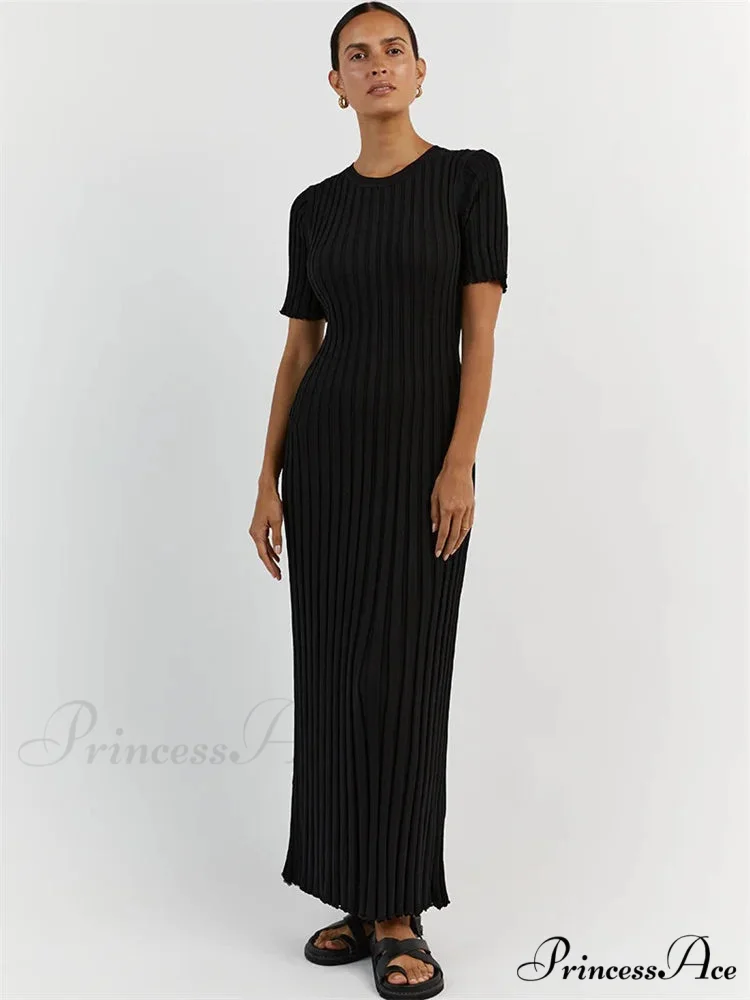 Ribbed Short Stylish Sleeve Maxi Dress&nbsp; - Image 5