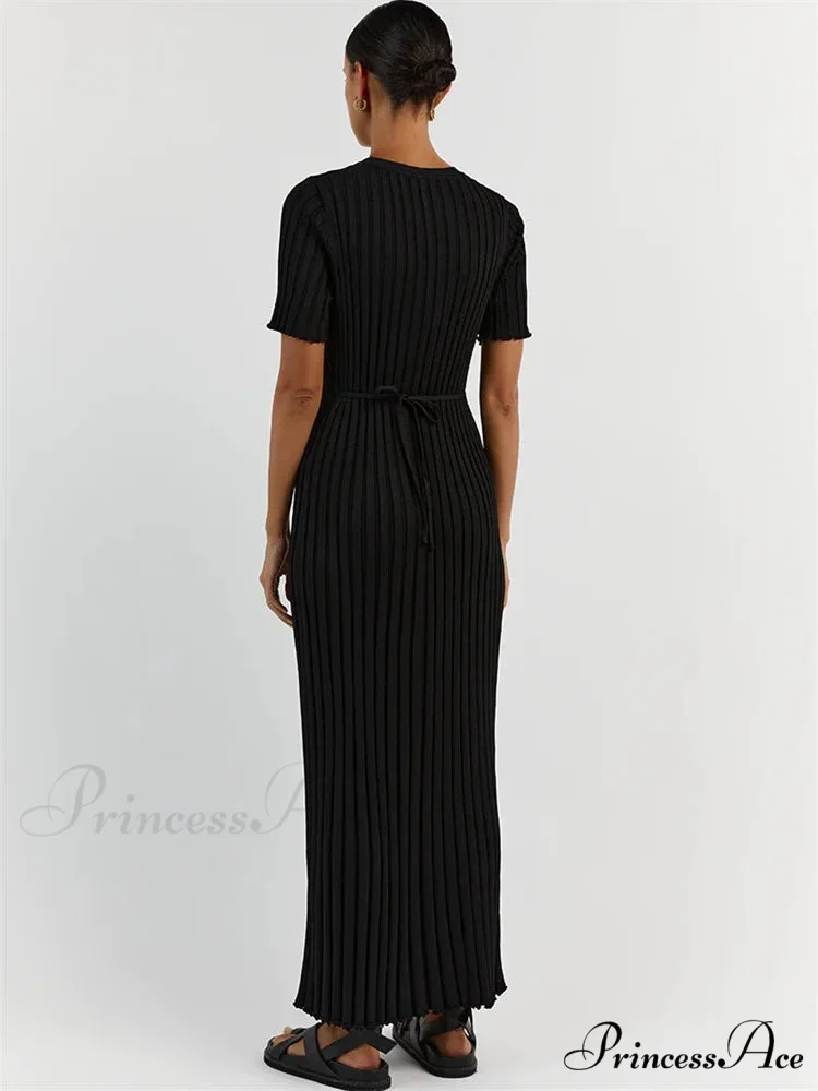 Ribbed Short Stylish Sleeve Maxi Dress&nbsp; - Image 6