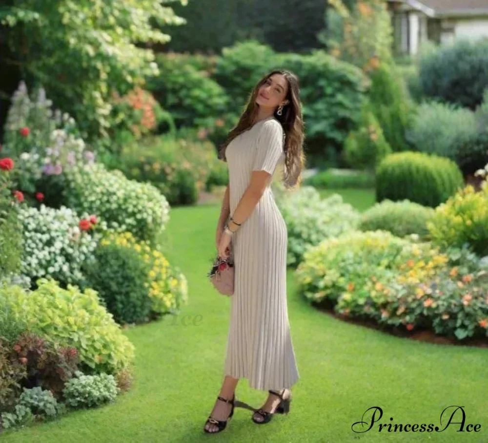 Ribbed Short Stylish Sleeve Maxi Dress&nbsp; - Image 8