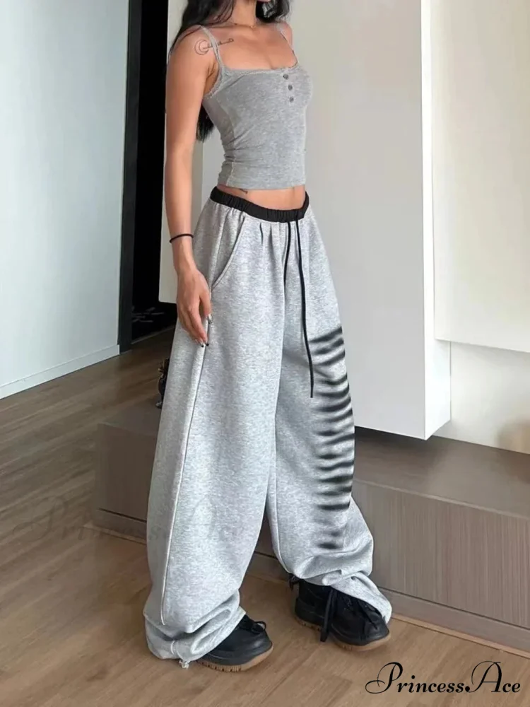 Grey Baggy Stylish Slit Patchwork Sweatpants&nbsp; - Image 11