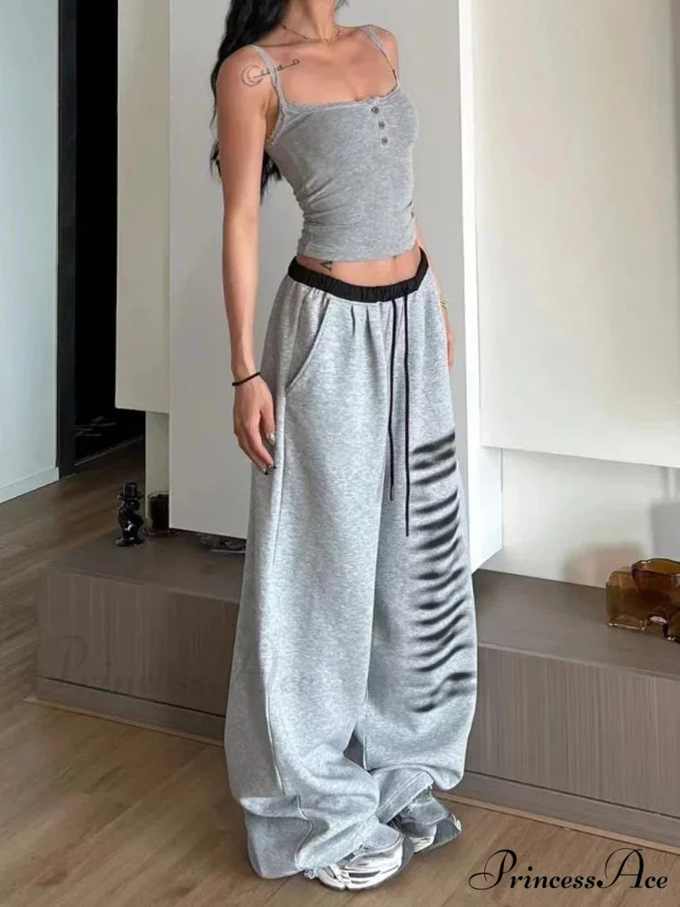 Grey Baggy Stylish Slit Patchwork Sweatpants&nbsp; - Image 5