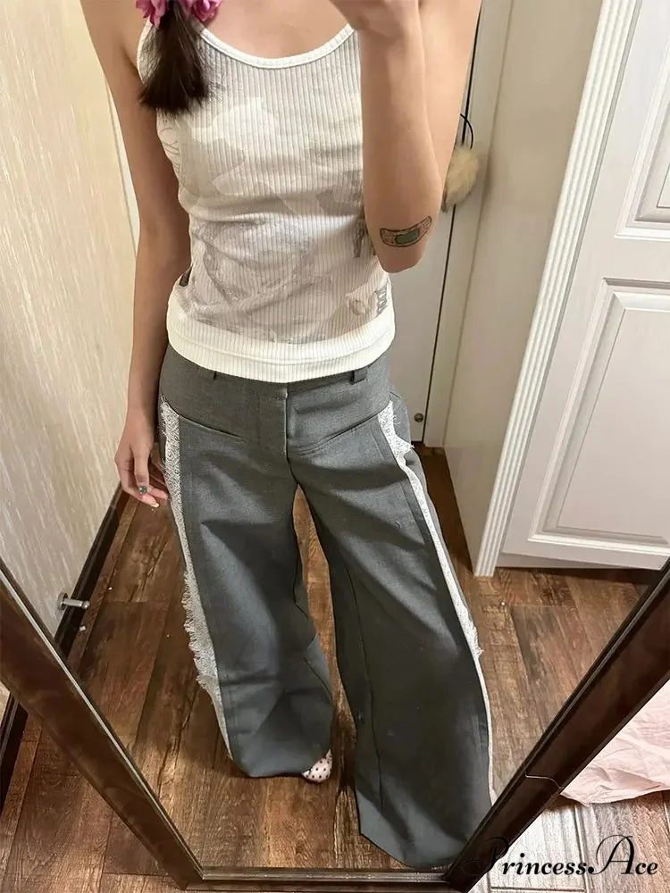 Lace Baggy High Charming Waist Loose Trousers - Image 3