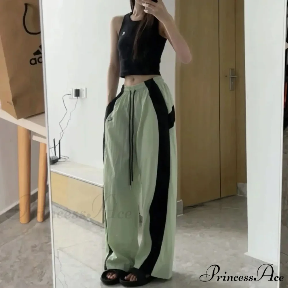Oversized Contrast Stylish Stripe Parachute Pants - Image 10
