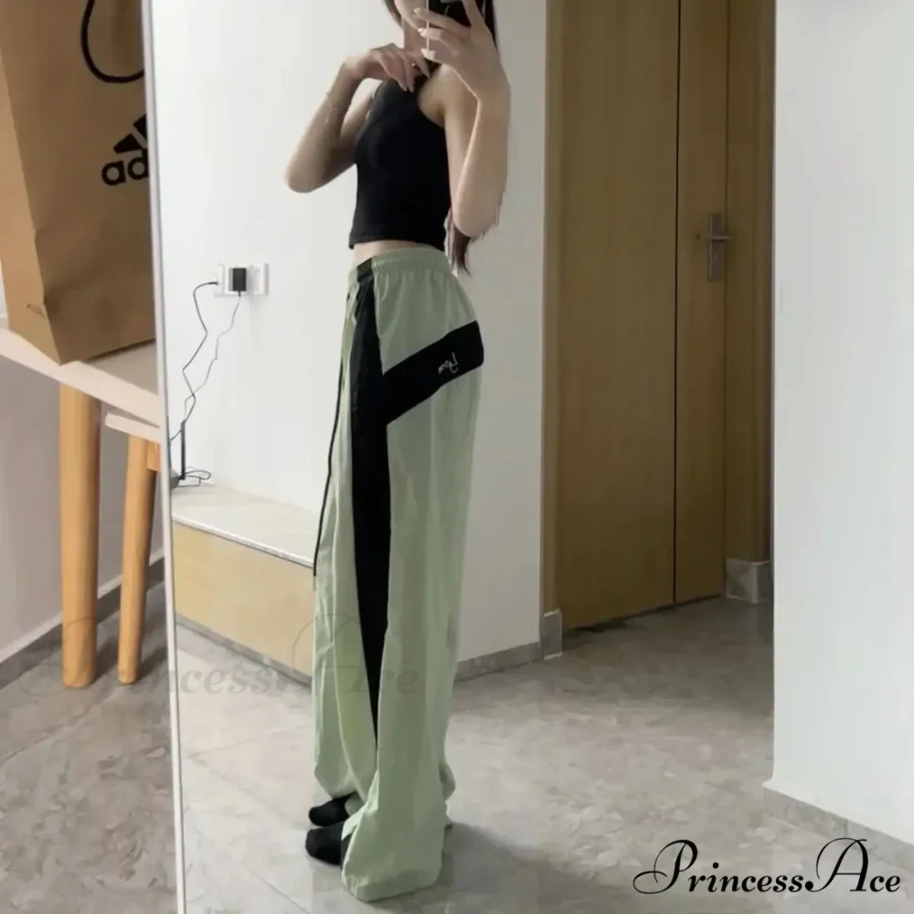 Oversized Contrast Stylish Stripe Parachute Pants - Image 11