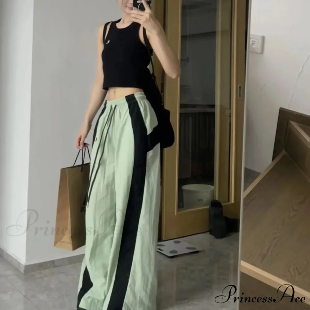 Oversized Contrast Stylish Stripe Parachute Pants - Image 14