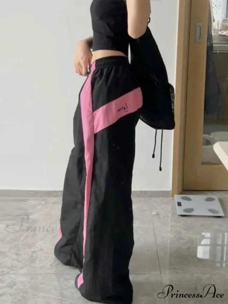 Oversized Contrast Stylish Stripe Parachute Pants - Image 2