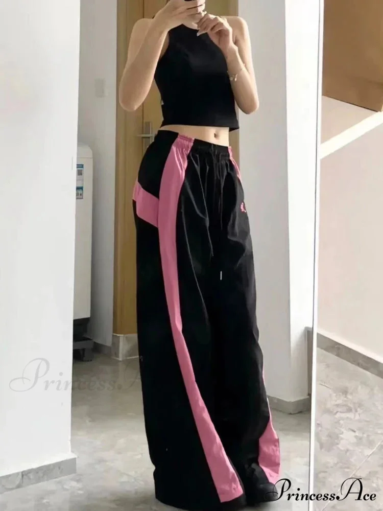 Oversized Contrast Stylish Stripe Parachute Pants - Image 3